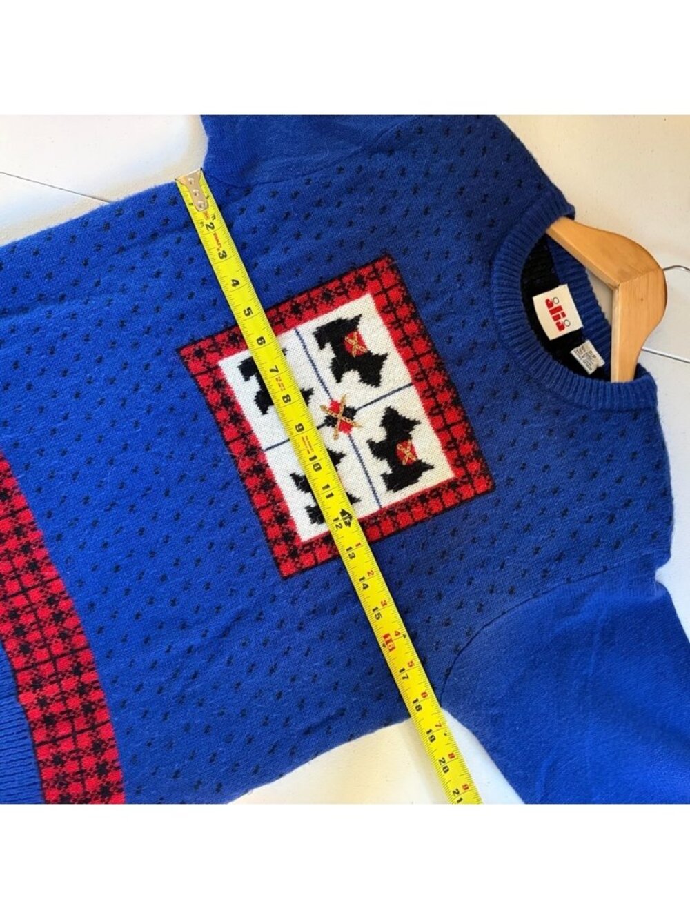 Vintage Scottie Dog Sweater Small Blue Scottish Terrier Dog Novelty Graphic Knit - Picture 10 of 11